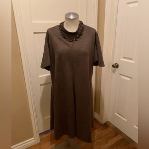 Ashley Stewart green midi keyhole dress w/flutter sleeves size 34/36